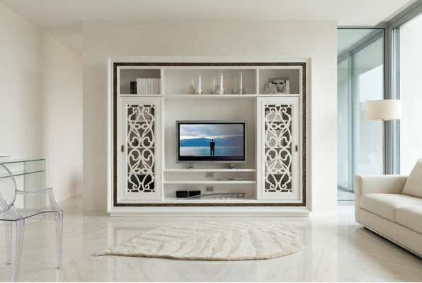 Schrank Vitrine Holz Wohnzimmer Möbel TV Schrankwände Moderne Design Wohnwand