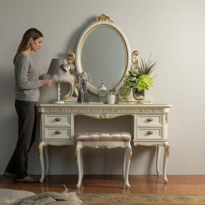 Schminktisch Schlafzimmer Hocker Set Kommode Tisch Klassische Konsole Spiegel