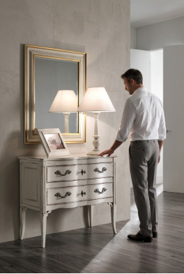 Kommoden Möbel Schrank Wohnzimmer Weiß Sideboard Kommode mit Spiegel Holz