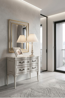 Kommoden Möbel Schrank Wohnzimmer Weiß Sideboard Kommode mit Spiegel Holz
