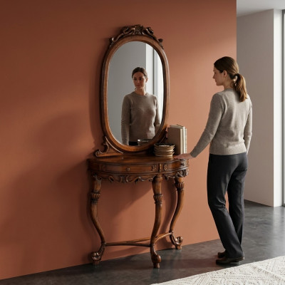 Tische Konsolen Tisch Side Schlaf Zimmer Holz Spiegel + Konsolentisch Kommoden