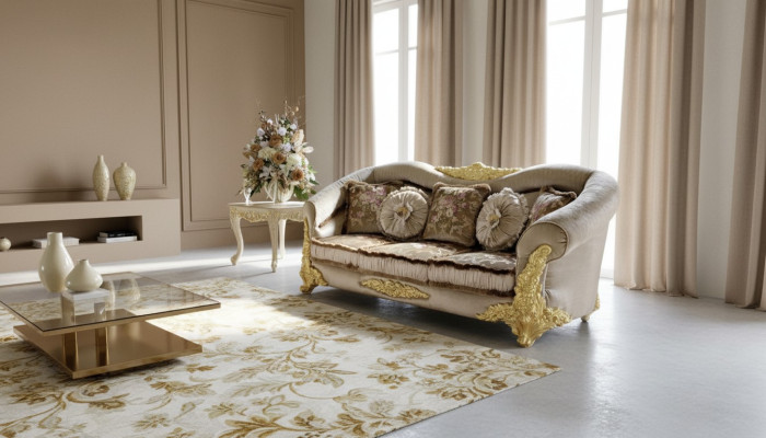 Möbel Textilsofa Barock 3 Sitz Klassischer Dreisitzer Sofa Couch Polster