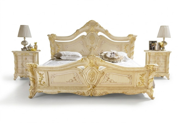 Klassisches Schlafzimmer Hotel Bett Barock Möbel Holz Betten Italien  Luxux