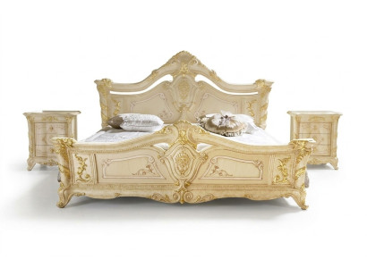 Schlafzimmer Set Design Art déco Luxus Betten Bett Nachttisch 3 tlg.