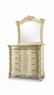 Kommoden Set Italienische Möbel 2tlg. Massivholz Kommode mit Spiegel Sideboard