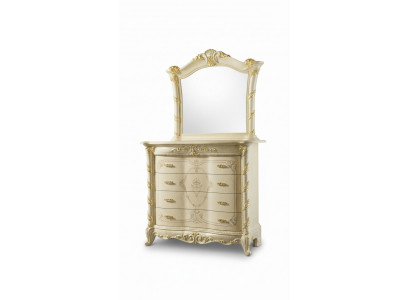 Kommoden Set Italienische Möbel 2tlg. Massivholz Kommode mit Spiegel Sideboard