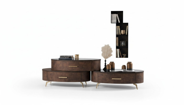 Wohnzimmer Set Design 2x Kommode Wandregal Wohnwand Regal Schränke 4tlg.