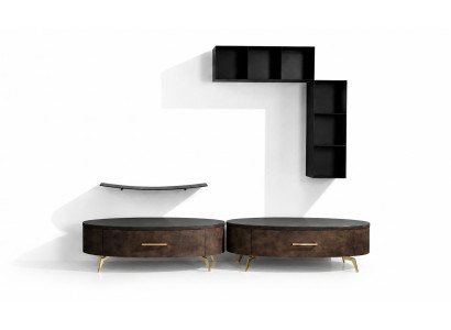 Wohnzimmer Regal Garnitur 4tlg. Design Wohnwand Schrank RTV Side Low Board