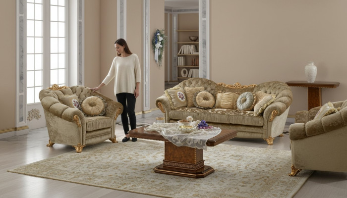 Design Polster Sofas Textil Relax Modern Garnitur Beige Sitzgarnitur 3+1 Sitzer