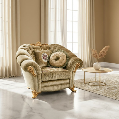 Designer Lehn Stuhl Polster Sofa Sitzer Barock Rokoko Wohnzimmer Sessel Lounge