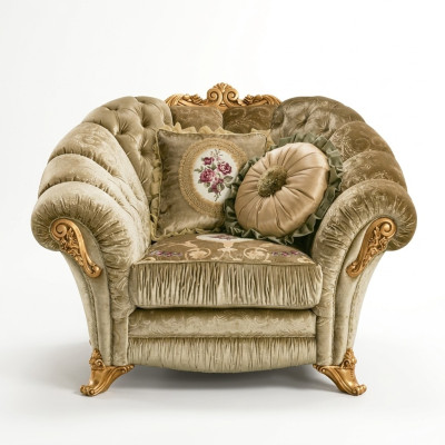 Designer Lehn Stuhl Polster Sofa Sitzer Barock Rokoko Wohnzimmer Sessel Lounge