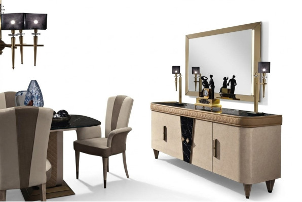 Möbel Kommoden Schrank Design Luxus Sideboard 2tlg. Kommode mit Spiegel Konsole
