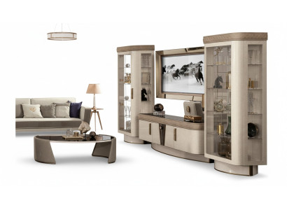 Wohnwand Set 4tlg. Wohnzimmer rtv Vitrine Regal Modern Garnitur Gruppe Holz tv