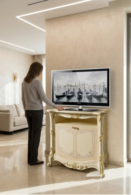 tv Sideboard rtv Wohnzimmer Design Regal Beige Holz Regale Lowboard Italien Neu