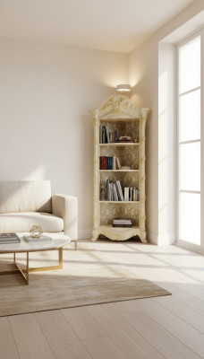 Schränke Design Barock Stil Vitrine Bar Schrank Massiv Regal Bücherregal Holz