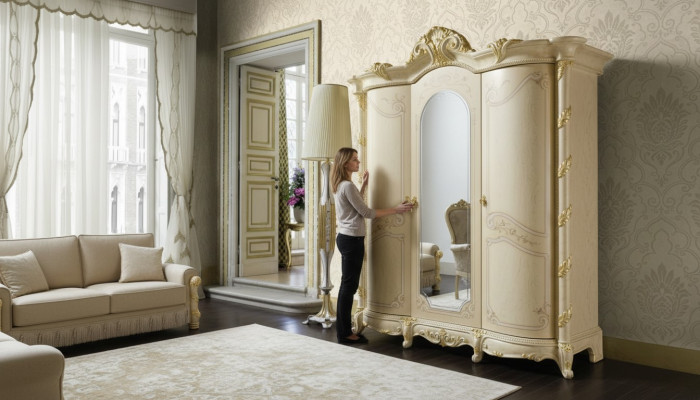 Klassischer Holz Massiv Kleiderschrank Holz Schlafzimmer Regal Schrank Schrank