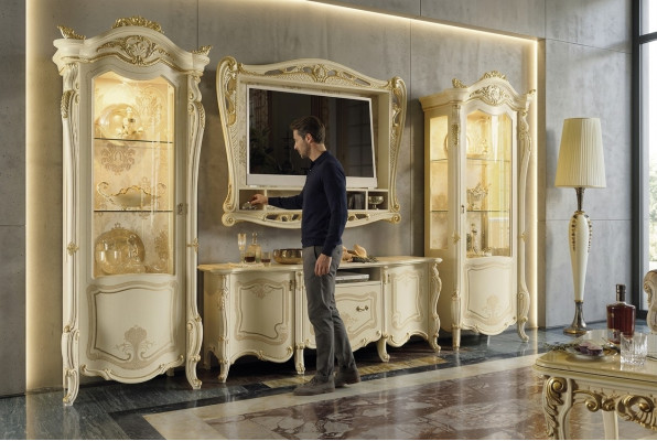 Design Wohnwand Sideboard 2x Schrank rtv tv Rahmen Anrichte 4 tlg. Set Vitrine