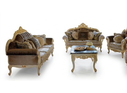 Sofagarnitur 3+2 Sitzer Wohnzimmer Polstermöbel Art déco Sofa Stoffsofa Sofas