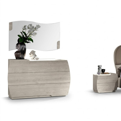 Garnitur Gruppe Holz Schlafzimmer Design Schrank Set Kommode Spiegel Kommoden