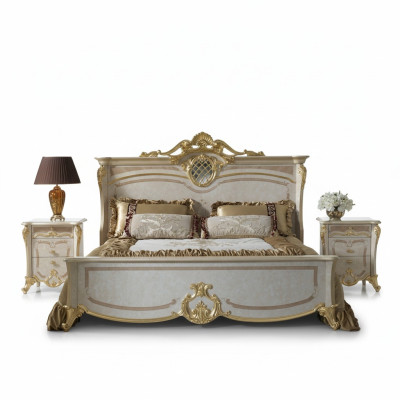 Schlafzimmermöbel-Set - Bett mit zwei Nachttischen in modernem Design