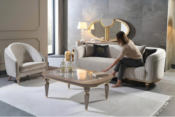 Sofagarnitur 3+1 Sitzer Sofas im italienischen Stil Designer Polster Sofas Neu