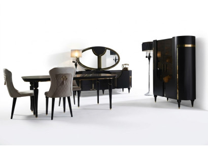 Tisch Set Garnitur Esstisch 4 Stühle Luxus Stil Möbel Stuhl Gruppe Kommode 8tlg