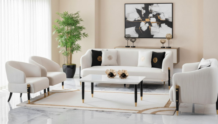 Garnitur Design Sofas Sofa Couch Samt Polster Sitz 3+3+1+1 Sitzer Sofagarnitur