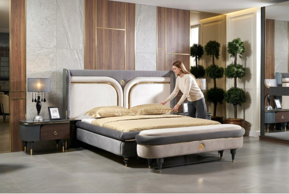 Luxus Bettgestell Betten Doppel Bettrahmen Design Möbel Bett Ehe Hotel Modern