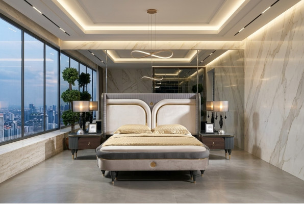 Luxus Bettgestell Betten Doppel Bettrahmen Design Möbel Bett Ehe Hotel Modern