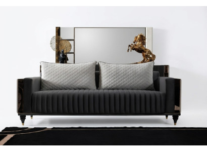 Dreisitzer Couch Polster Design Sofa 3er Sitz Sofas Zimmer Moderne Schwarz Neu