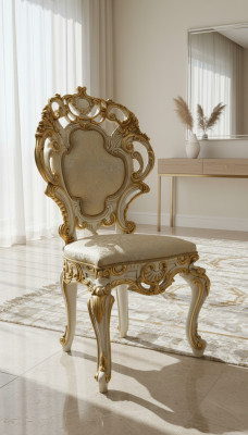 Esszimmer Stühle Holz Luxus Sessel Stuhl Weiß Stühle Wohnzimmer Möbel Barock Neu