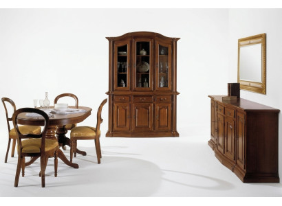 Design Esszimmer Set Garnitur 7tlg Holz Möbel Kommode 4x Stuhl Tisch Vitrine Neu