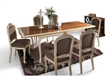Set Tisch + 6 Stühle Komplette Klassisches Esszimmer Essgarnitur Möbel Barock