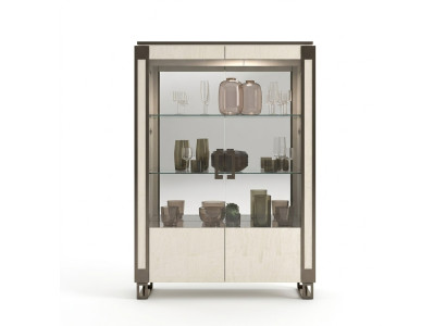 Vitrine 2 Tür Schrank Vitrinen Wohnzimmer Schränke Design Schrank Möbel Glas Neu