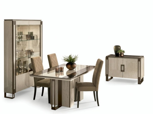 Esszimmer Set 3tlg. Esstisch Vitrine Kommode modernes Esszimmermöbel Set Italien