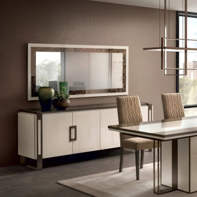 Designer Kommode Anrichte Side Low Board Schrank Wohn Zimmer Regal Luxus Spiegel