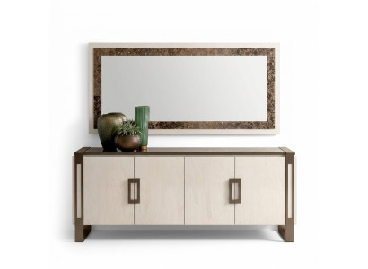 Designer Kommode Anrichte Side Low Board Schrank Wohn Zimmer Regal Luxus Spiegel