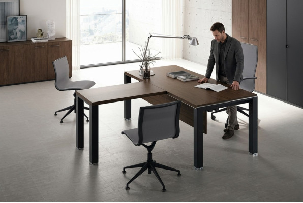 Schreibtisch Tisch mit Besprechungstisch Cheftisch Frezza Büro Einrichtung Möbel