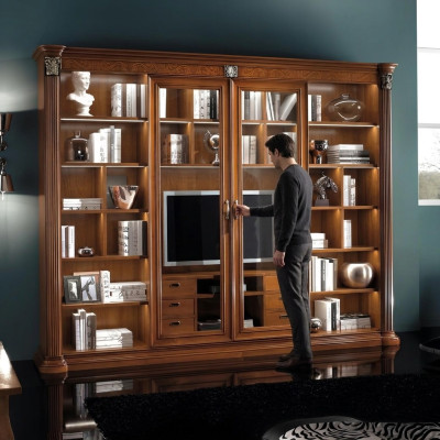Schrank Vitrine Holz Wohnzimmer Möbel tv Schrankwände Design Wohnwand Vitrinen