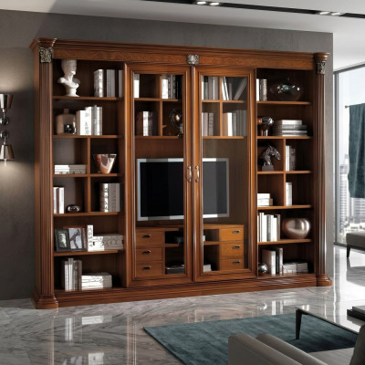 Schrank Vitrine Holz Wohnzimmer Möbel tv Schrankwände Design Wohnwand Vitrinen