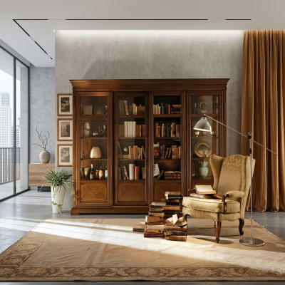 Büro Regal Schrank Schubladen Büroschrank Glastüren Möbel Design Massiv Holz