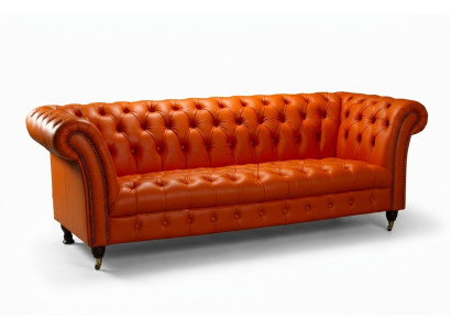 Designer Sofa 3 Sitzer Chesterfield Couch Polster Sofas Design Orange Sofort