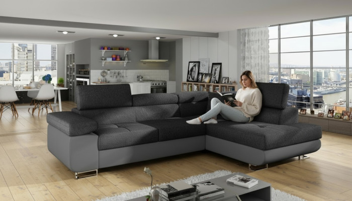 Eck Stoff Ecksofa L-Form Sofa Couch Design Couch Polster Textil Modern Textil