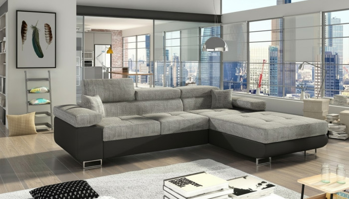 Ecksofa L-Form Wohnlandschaft Designer Sofa Couch Polster Sitz Garnitur Textil