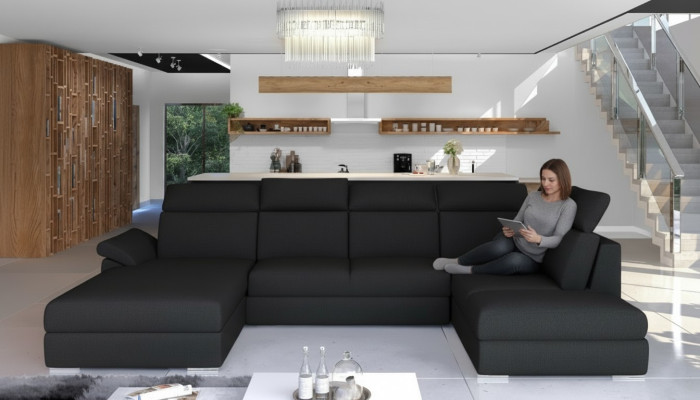 Ecksofa Stoff Eckgarnitur U-Form Sofa Couch Design Couch Polster Textil Modern