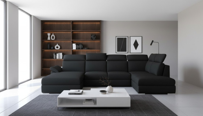 Ecksofa Stoff Eckgarnitur U-Form Sofa Couch Design Couch Polster Textil Modern