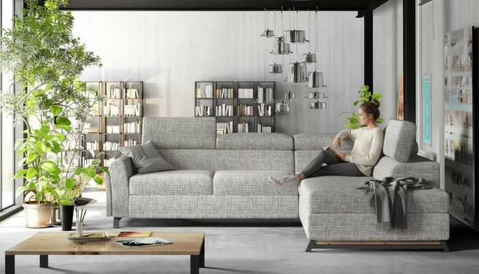 Designer Sofa Couch Ecksofa Textil Polster Garnitur Wohnlandschaft L-Form Stoff
