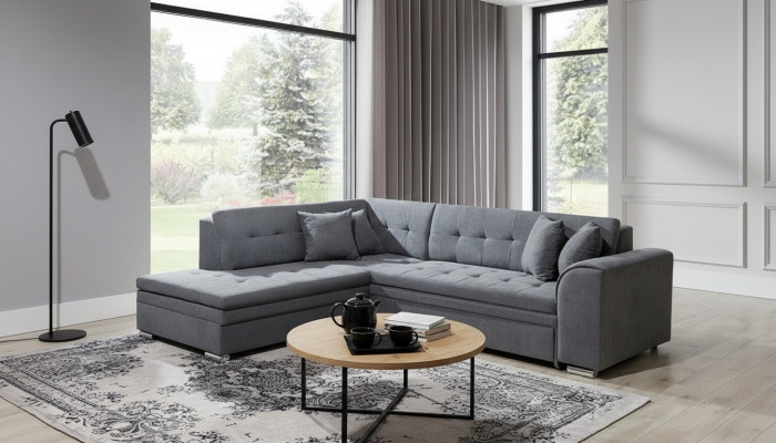 Ecksofa L-Form Designer Wohnlandschaft Sofa Couch Polster Sitz Garnitur Textil