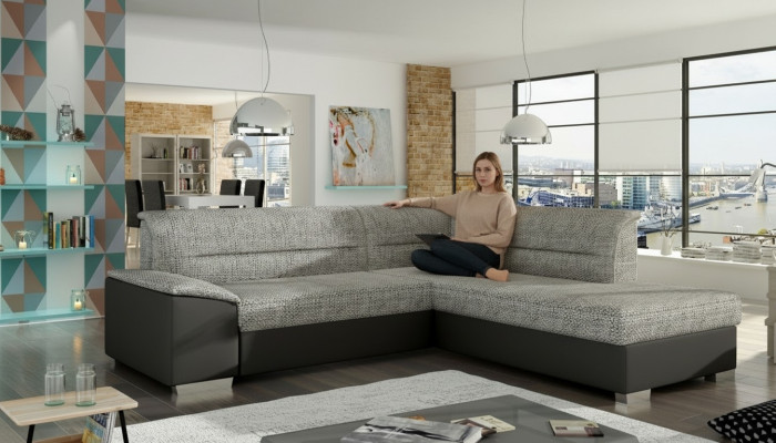 Stoff Ecksofa L-Form Sofa Couch Design Polster Modern Textil Sitzpolster Gruppe