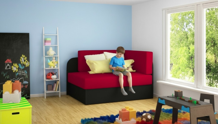 Kindersofa Couch Ecksofa Polstersofa Schlafsofa Schlaffunktion Bettkasten Zimmer